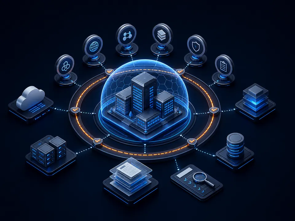 Framework, cloud, audit, and evidence coverage around a protected enterprise core